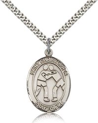 Sterling Silver St. Christopher Patron Saint Medal Pendant - Large" itemprop="image