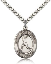 Sterling Silver St. Christopher Patron Saint Medal Pendant - Large" itemprop="image