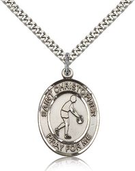 Sterling Silver St. Christopher Patron Saint Medal Pendant - Large" itemprop="image