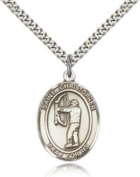 Sterling Silver St. Christopher Patron Saint Medal Pendant - Large" itemprop="image