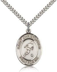 Sterling Silver St. Christopher Patron Saint Medal Pendant - Large" itemprop="image