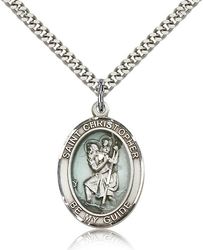 Sterling Silver St. Christopher Patron Saint Medal Pendant - Large" itemprop="image