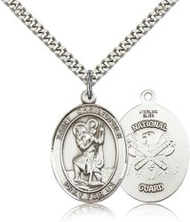 Sterling Silver St. Christopher Patron Saint Medal Pendant - Large" itemprop="image