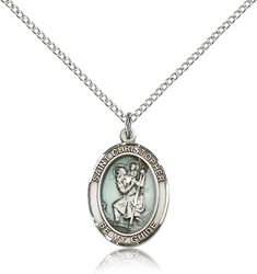 Sterling Silver St. Christopher Patron Saint Medal Pendant - Medium" itemprop="image