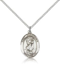 Sterling Silver St. Christopher Patron Saint Medal Pendant - Medium" itemprop="image