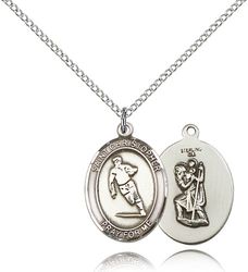 Sterling Silver St. Christopher / Rugby Patron Saint Medal Pendant - Medium" itemprop="image