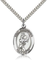 Sterling Silver St. Christopher/Softball Patron Saint Medal Pendant - Large" itemprop="image