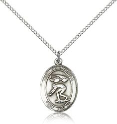 Sterling Silver St. Christopher/Swimming Patron Saint Medal Pendant - Medium" itemprop="image