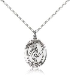 Sterling Silver St. Christopher/Tennis Patron Saint Medal Pendant - Medium" itemprop="image