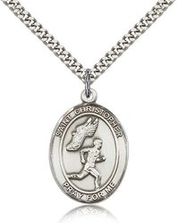 Sterling Silver St. Christopher/Track&Field Men Pe - Large" itemprop="image