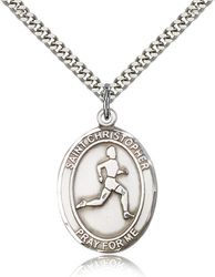 Sterling Silver St. Christopher/Track&Field Pendan - Large" itemprop="image