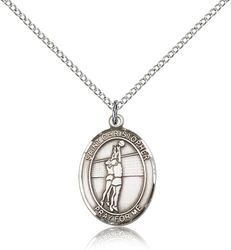 Sterling Silver St. Christopher/Volleyball Patron Saint Medal Pendant - Medium" itemprop="image