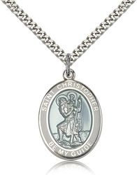 Sterling Silver St. Christopher White Border Penda - Large" itemprop="image