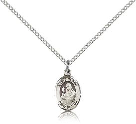 Sterling Silver St. Clare of Assisi Patron Saint Medal Pendant - Small" itemprop="image