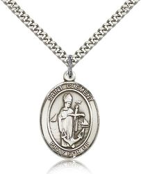 Sterling Silver St. Clement Patron Saint Medal Pendant - Large" itemprop="image