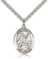 Sterling Silver St. Colette Patron Saint Medal Pendant - Large" itemprop="image