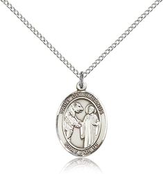 Sterling Silver St. Columbanus Patron Saint Medal Pendant - Medium" itemprop="image