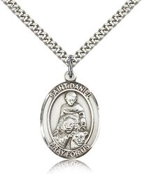 Sterling Silver St. Daniel Patron Saint Medal Pendant - Large" itemprop="image