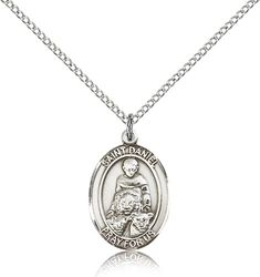 Sterling Silver St. Daniel Patron Saint Medal Pendant - Medium" itemprop="image