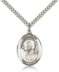 Sterling Silver St. David of Wales Patron Saint Medal Pendant - Large" itemprop="image