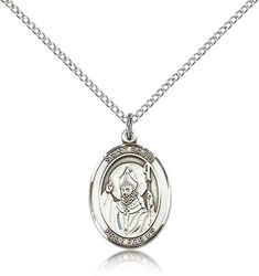 Sterling Silver St. David of Wales Patron Saint Medal Pendant - Medium" itemprop="image