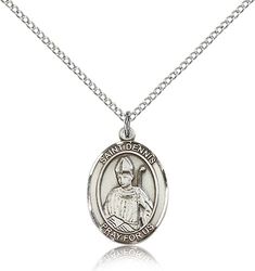 Sterling Silver St. Dennis Patron Saint Medal Pendant - Medium" itemprop="image