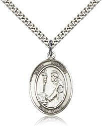 Sterling Silver St. Dominic de Guzman Patron Saint Medal Pendant - Large" itemprop="image