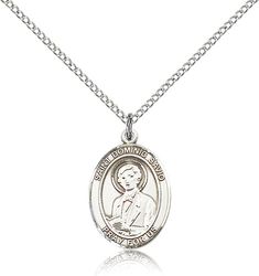 Sterling Silver St. Dominic Savio Patron Saint Medal Pendant - Medium" itemprop="image