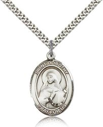 Sterling Silver St. Dorothy Patron Saint Medal Pendant - Large" itemprop="image