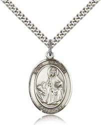 Sterling Silver St. Dymphna Patron Saint Medal Pendant - Large" itemprop="image