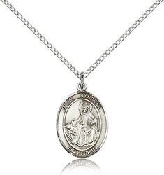 Sterling Silver St. Dymphna Patron Saint Medal Pendant - Medium" itemprop="image