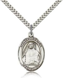 Sterling Silver St. Edith Stein Patron Saint Medal Pendant - Large" itemprop="image