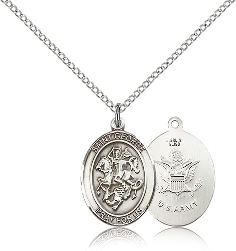 Sterling Silver St. George / Army Patron Saint Medal Pendant - Medium ...