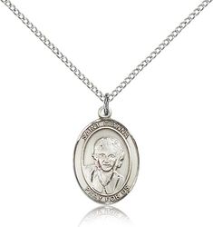 Sterling Silver St. Gianna Patron Saint Medal Pendant - Medium" itemprop="image