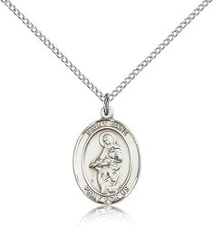 Sterling Silver St. Jane of Valois Patron Saint Medal Pendant - Medium" itemprop="image