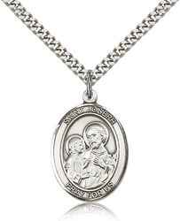 Sterling Silver St. Joseph Patron Saint Medal Pendant - Large" itemprop="image