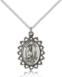 Sterling Silver St. Jude Medal Pendant" itemprop="image