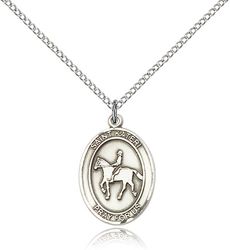 Sterling Silver St. Kateri / Equestrian Patron Saint Medal Pendant - Medium" itemprop="image