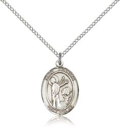 Sterling Silver St. Kenneth Patron Saint Medal Pendant - Medium" itemprop="image