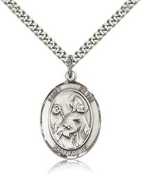 Sterling Silver St. Kevin Patron Saint Medal Pendant - Large" itemprop="image