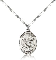 Sterling Silver St. Kevin Patron Saint Medal Pendant - Medium" itemprop="image