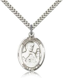 Sterling Silver St. Kieran Patron Saint Medal Pendant - Large" itemprop="image