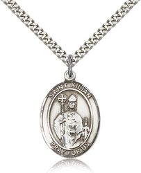 Sterling Silver St. Kilian Patron Saint Medal Pendant - Large" itemprop="image