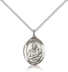 Sterling Silver St. Lawrence Patron Saint Medal Pendant - Medium" itemprop="image