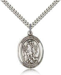 Sterling Silver St. Lazarus Patron Saint Medal Pendant - Large" itemprop="image