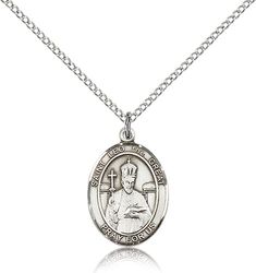 Sterling Silver St. Leo the Great Patron Saint Medal Pendant - Medium" itemprop="image