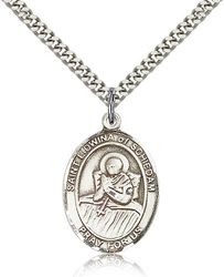 Sterling Silver St. Lidwina of Schiedam Patron Saint Medal Pendant - Large" itemprop="image