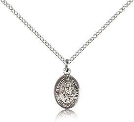 Sterling Silver St. Lidwina of Schiedam Patron Saint Medal Pendant - Small" itemprop="image