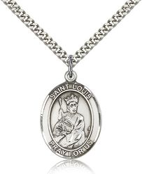 Sterling Silver St. Louis Patron Saint Medal Pendant - Large" itemprop="image