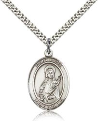 Sterling Silver St. Lucia of Syracuse Patron Saint Medal Pendant - Large" itemprop="image